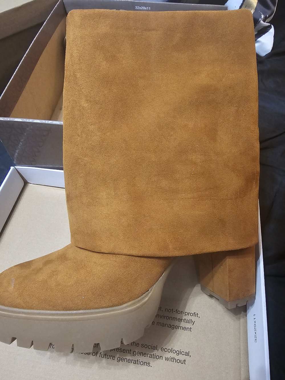 INC International Concepts Women's Tan Suede Platform Mid-Calf Boots